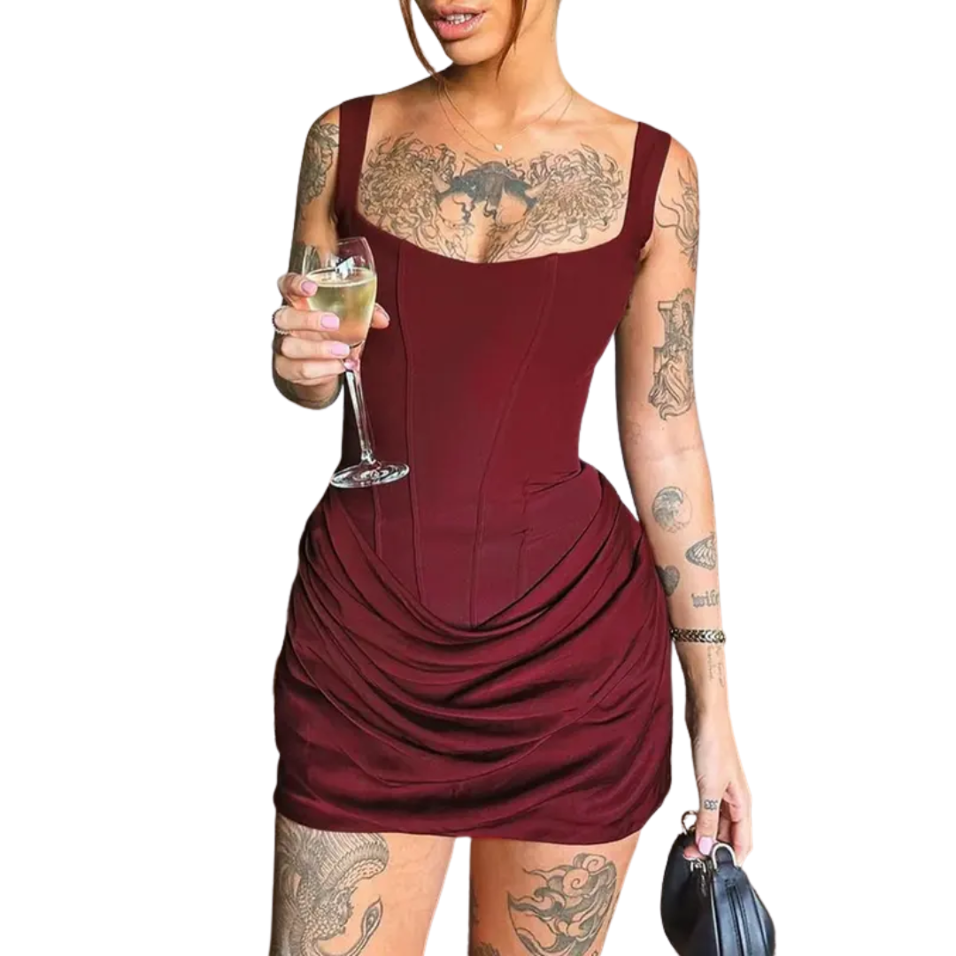 MARIBETH™ – Sexy Ruched Drawstring Corset Mini Dress