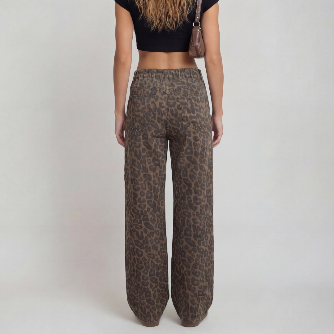 PENELOPE™ – Casual Leopard Print Wide Leg Trousers