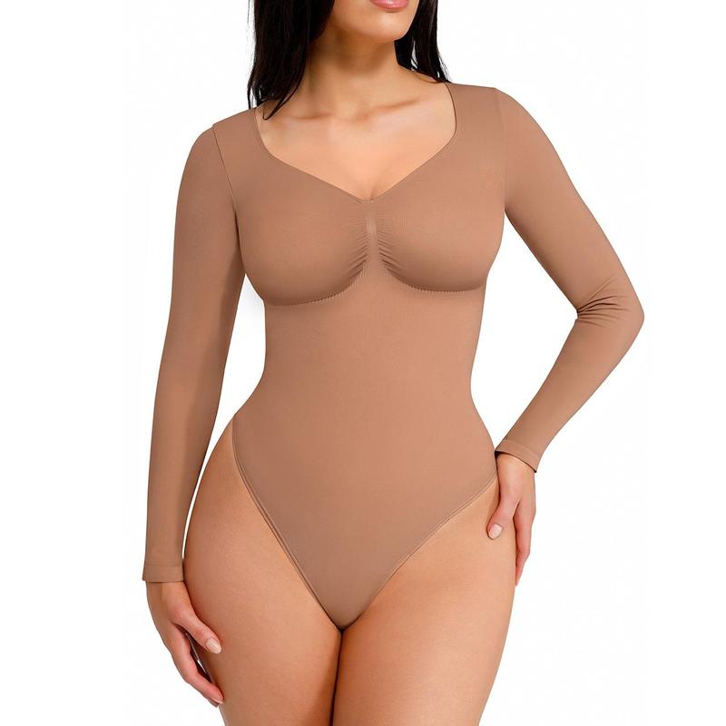 SONYA™ - Seamless Shaping Long Sleeve Thong Bodysuit for Comfort