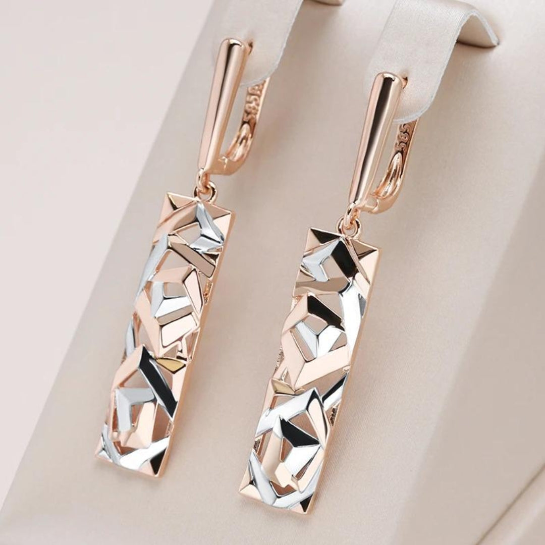 MYRA™ - Elegant Rectangular Gold and Silver Earrings